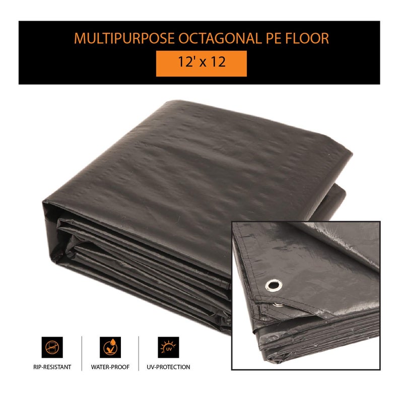 Alvantor Heavy Duty Tarp Waterproof 12'x12' Tarpaulin Ground Trailer with Rust Grommet Weather Resistant Cover Outdoor Camping 10 Mil Thick PE Floor Lightweight Mat Octagonal - Image 2